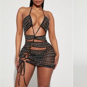 Embellished Black Mini Dress